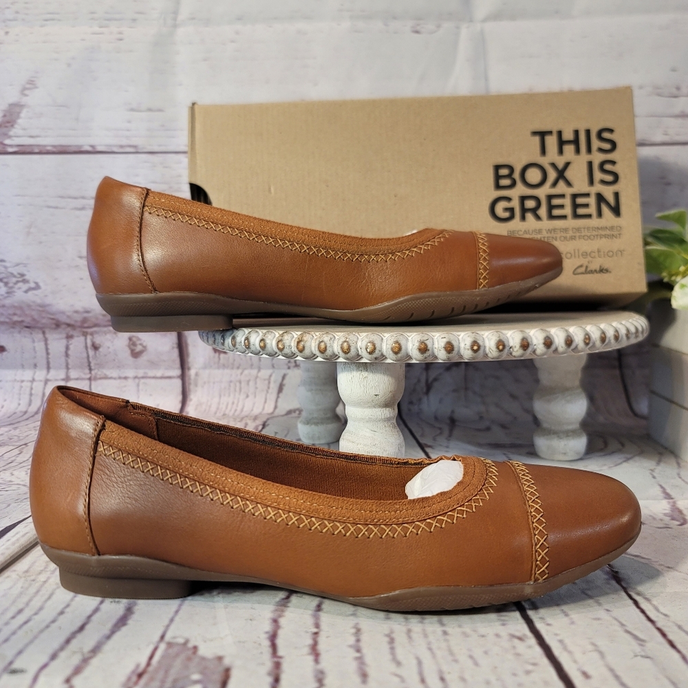 Clarks Collection Sara Bay Ballet Flats -Caramel- Brand New in Box - Picture 5 of 15